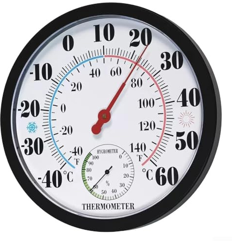 2 In 1 Thermometer and Hygrometer with Automatic Calibration, Device for Accurate Indoor and Outdoor Temperature and Humidity Monitoring (A)