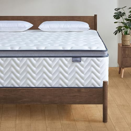 Lynnbery Matelas Hybride à Ressorts Ensachés Indépendants & Mousse à Mémoire, 140x190cm (Épaisseur 25cm), Confort Mi-Ferme, Respirant Hypoallergénique, Ergonomique et Silencieux