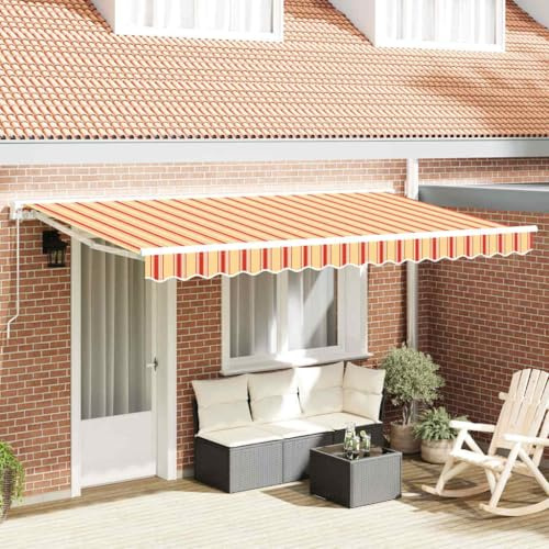 Toldo lateral extensible, toldo retráctil multicolor a rayas, 400 x 200 cm, tela para jardín, balcón, terraza y cenador