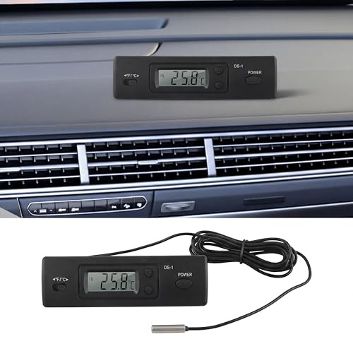 Thermomètre de voiture avec sonde externe, affichage numérique de la température et horloge pour voiture, réfrigérateur, aquarium, utilisation intérieure et extérieure