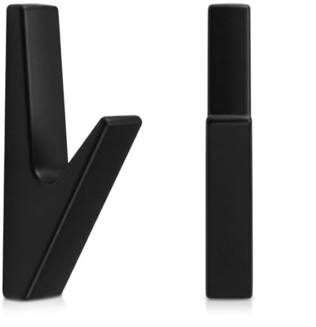 2 ganchos negros de aleación de zinc, ganchos de pared para chaquetas, abrigos, ganchos estables para puertas y paredes, ganchos de diseño moderno para paneles acústicos, baño, cocina, pasillo