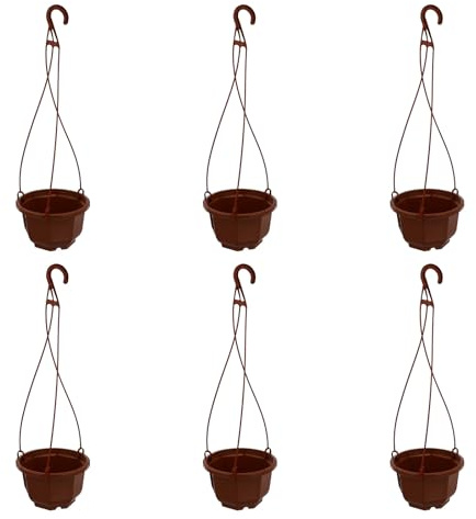 TIDTALEO 6 Sets Hanging Plastic Flowerpot Planters with Hanging Hooks for Succulents Spider Plants and Chlorophytum Comosum Indoor Outdoor Use