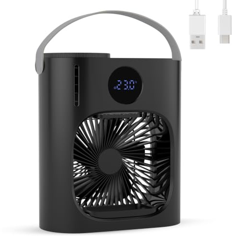 Ambesty Aire Acondicionado Portatil de 900ML,4 en 1 Mini Refrigerador de Aire Móvil Ventilador,USB Mini Enfriador de Aire con 3 Velocidades Luz RGB para Dormitorio y Espacios Pequeños