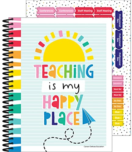 Carson Dellosa Happy Place Teacher Planner 2026-2027, Undated 8 x 11 Lesson Plan Book with Retro Stickers, Class Schedule, Weekly Calendar, Classroom Must Haves, Homeschool and School Supplies