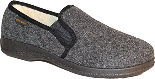 Intermax Chaussons pour homme en feutre rembourrés - Feutre, laine vierge - Gris anthracite - Gris - anthracite, 48 EU