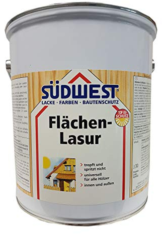 SÜDWEST Flächen-Lasur für innen und außen Wetterfest Farbton wählbar 5 Liter, Südwest :8920 Pinie