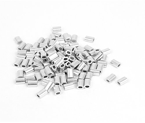 Uxcell a15060500ux0038 0.8mm 1/32-inch Wire Rope Aluminum Ferrules Sleeves Silver Tone (Pack of 100)