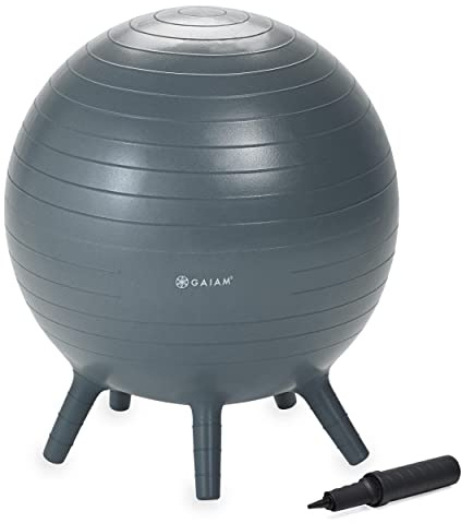Gaiam Kids Stay-N-Play Children's Balance Ball - Flexible School Chair Active Classroom Desk Alternative Seating Built-In Stay-Put Soft Stability Legs, Includes Air Pump