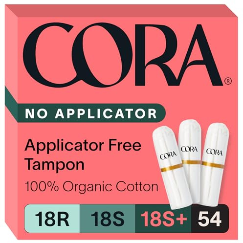Cora Organic Cotton Non-Applicator Tampons Multipack (18 Regular, 18 Super, 18 Super Plus Non-Applicator Tampons)