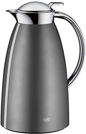 alfi AlfiDur Gusto Thermos Flask, Space Grey Polished, 1 Litre, Leak-Proof, Insulated Jug Keeps Hot for 12 Hours, 3561.218.100 Ideal as a Coffee Pot or as a Teapot, Pot for 8 Cups