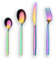 Berglander 24 pièces titane arc-en-couleur plaqué ensemble de couverts, 24 pièces ensemble de coutellerie colorée, service pour 6 (arc-en-ciel brillant)