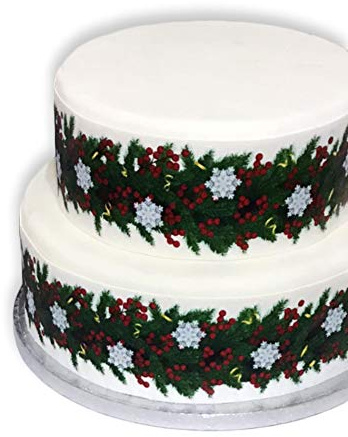 Top That Essbare Dekorfolie mit roten Beeren und Schneeflocken – perfekt zum Dekorieren Ihrer Kuchen, einfach zu verwenden