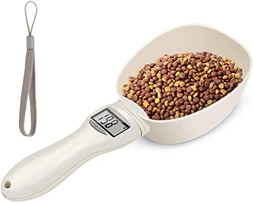 Gobesty Cucchiaio digitale per alimenti per animali, Digital Pet Cucchiaio dosatore elettronico, Misurino preciso per alimenti con pulsante a display a led alimentato a cella