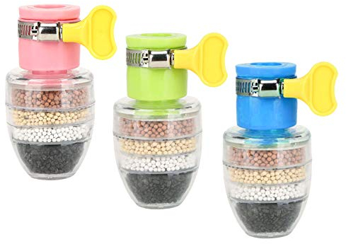 EACHPT 3pcs Mini Wasserhahn Wasserfilter Aktivkohle Wasserhahn Wasserreiniger Aktivkohle-runder Hahn Wasser Filter Spritzfest Leitungswasserfilter für Küche Home Badezimmer 6-Schicht-Filtration
