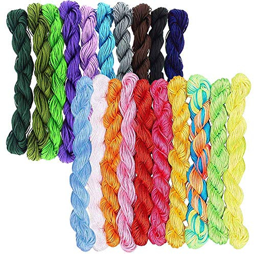 Rayong 20 Stücke 1mm Seide Nylonschnur Nylonfaden Makramee Garn 1mm Makramee Armband Gewinde für DIY Schmuck Halskette Armband String(25m Jede Farbe)
