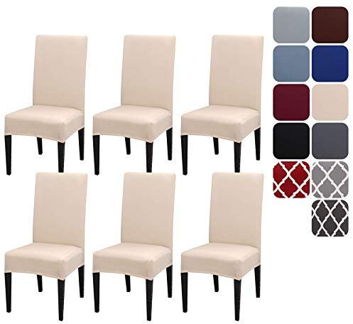 Aisprts Dining Room Chair Covers Slipcovers Set of 6, Stretch Removable Washable Dining Chair Protector Decoration Cover Seat Slipcover for Hotel, Ceremony, Banquet, Kitchen, Restaurant, Home