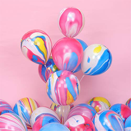 Luftballons Bunt 12 Zoll 50 Stücke Bunte luftballons Achat Marmor Ballons Regenbogen Latex Ballons Tie Dye Swirl Effekt für Geburtstags Hochzeit Baby Shower Hippie Party Dekorationen Lieferungen