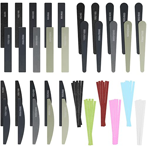Honoson 60 Pcs Sanding Sticks for Plastic Models Water Drop Moon Style