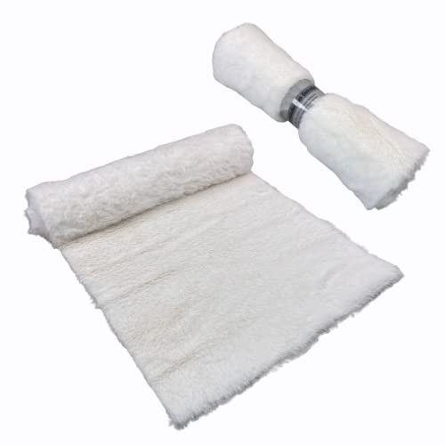 Felloptik Tischläufer 28×200cm Fellband Kunstfell Deko DIY (Weiß) | flauschiges Tischband, weiches Fellimitat Dekoband, nahtlos, DIY Winter Deko, saisonale Arrangements, Wohnaccessoire