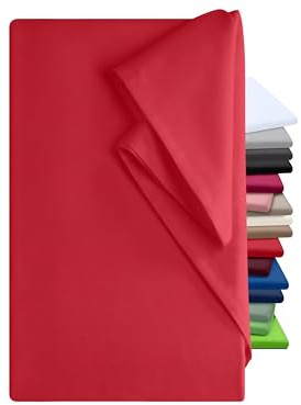npluseins Bettlaken 150x250cm - Leintuch ohne Gummizug - Tuch ist ideal für Terrasse Reisen Camping und Tischtuch - Wohnmobil Laken - Betttuch ohne Gummizug - 100% Baumwolle, ca. 150 x 250 cm, rot