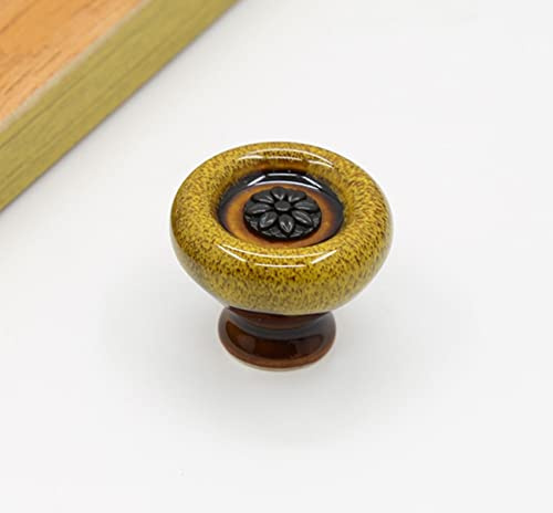 LUMoony 4Pcs Keramik Türgriff Möbelgriff Keramikknöpfe Schrankgriffe Schrankknöpfe Möbelgriff Türknauf Schrankgriff Keramik Griffe Vintage Weinschranktürgriff Schubladengriffe Runder Türknopf
