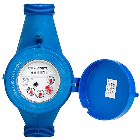 Wasserzähler, 32 mm, aus Nylon, Wasserzähler für Bewässerung, öffentlich, hydraulisch, mit CE-Zulassung, Einlass- und Ausgangsgewinde 1 1/4 Zoll männlich, Armaturen im Lieferumfang enthalten