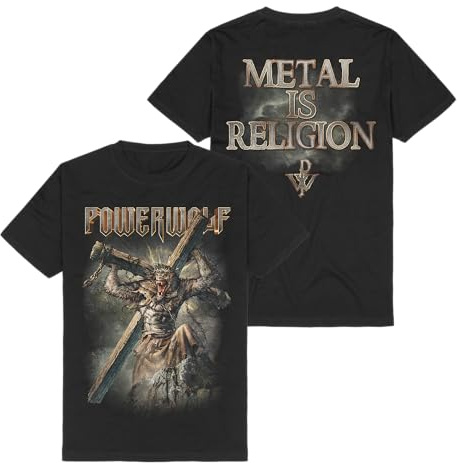 Powerwolf Interludium Homme T-Shirt Manches Courtes Noir 100% Coton Regular/Coupe Standard