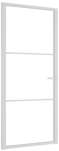 vidaXL Puerta interior de 93 x 201,5 cm, cristal templado blanco y aluminio