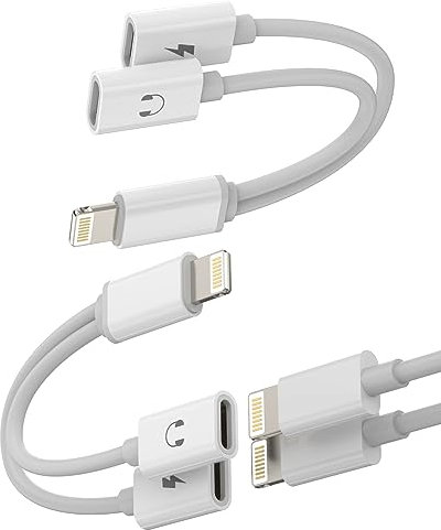 Adaptateur Lightning Jack 2en1(Lot de 2) Chargeur Casque Double Prise Accessoire Cable Ecouteur iPhone Certifié Apple MFI Adaptador Voiture Audio Auxiliaire pour 14 13 12 11 Pro Max 7 8 Plus X Ipad 2