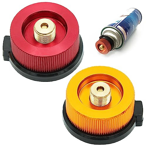 2-Piece Camping Nozzle Adapter Connector for Stove and Gas Butane Canister to Screw Gas Cartridge