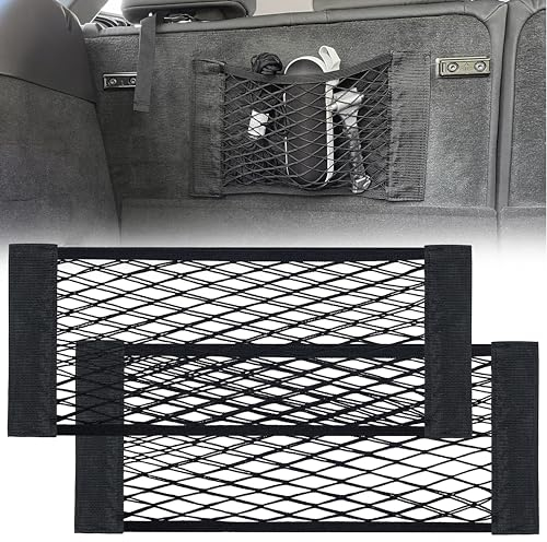 MyGadget 2x Rete Portabagagli Auto con Velcro [ 25 x 70 cm ] - Portaoggetti Universale per Bagagliaio - Porta-Accessori Organizzatore per Bottiglie Estintori ecc.