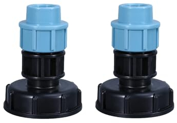 2 Pcs IBC Tank Thread Connectors s60x6 Adapter to Mdpe Water Pipe Fittings Outlet 25mm (Straight)