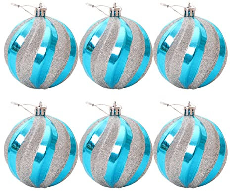 Zerodeko 6stücke Blaue Weihnachtsbaumkugeln Glitzerkugel-anhänger für Weihnachtsdeko Christbaumkugeln aus Hochwertigem Kunststoff zum Aufhängen Am Weihnachtsbaum für Tischdekorationen