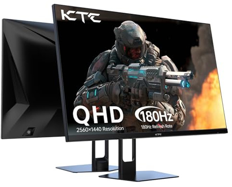 KTC 27 Gaming Monitor 180Hz QHD(2560× 1440p), 1MS,Fast IPS 122% sRGB,2X DP & 2X HDMI,HDR 10,VESA,FreeSync 144Hz 2K Black