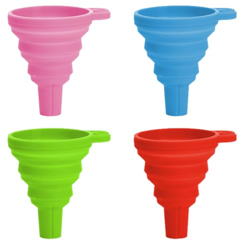 ZYBHMJE 4 Pcs Foldable Collapsible Cooking Kitchen Accessories - Soft Silicone Gel Funnel Gadgets