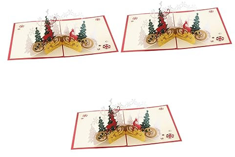 Operitacx 3 Stück Weihnachtsgrußkarte 3D Grußkarte Up Karten Weihnachtskarte Gruß Für Weihnachten