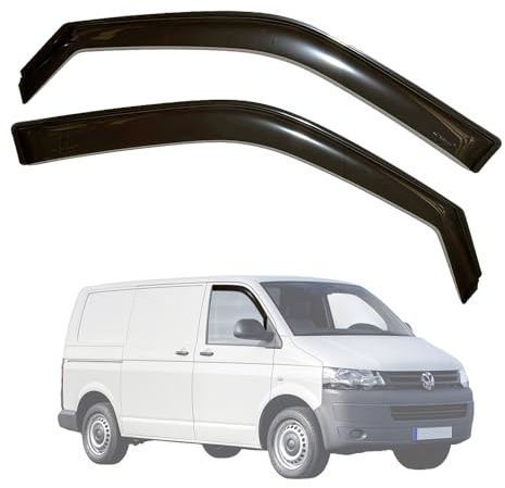 Modifycar - Set mit 2 Windabweisern für Frontfenster für Auto, kompatibel mit VW T5 T6, Transporter, Caravelle, Multivan, Modelle 2003 bis 2022, 2 Stück, dunkle Rauchfarbe