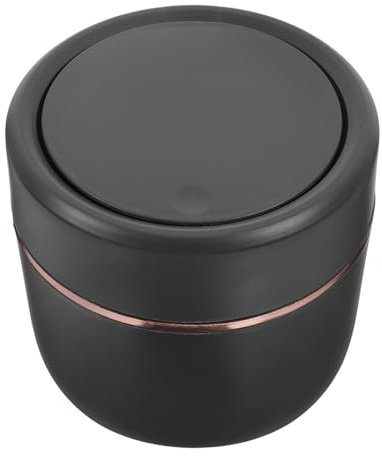 STOBOK Mini Desktop Trash can with Press Lid, Small Black Plastic Waste Bin for Countertop, Office Desk, Bathroom, Bedroom, and Home Use