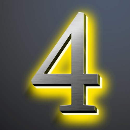 Numeri Civici Retroilluminati A LED Illuminati 6, Acciaio Inossidabile Lucidato A Mano Per Insegne Di Indirizzo Domestico, Numeri Civici Moderni Illuminati, Numeri Civici Illuminati Per Esterni