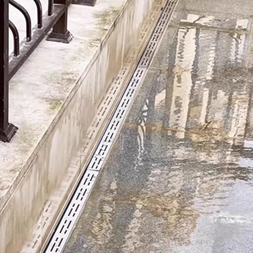 Oracra Entwässerungsrinne Lineare Drainageabdeckung Schmal, Langlebige Drainagerinne 1 M Lang, Regenrinnen-Umlenkset für Garten/Haus, Gitterroste In Verschiedenen Größen(5x10x100cm)