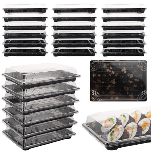 LOPYXBR Lot de 30 Boîtes de Préparation de Repas, Plateau de Service, Boîte à Manger Réutilisable en Plastique Pour Sushis, Sandwichs, Fruits et Plats(25,5 x 18,5 x 5 cm)