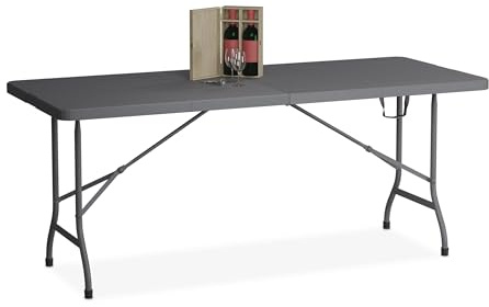 Relaxdays Gartentisch klappbar, HxBxT: 73 x 180 x 74 cm, grau | Campingtisch