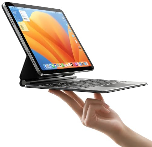 HOU Magic Keyboard per iPad Pro 13 pollici custodia con tastiera M4 2024, QWERTY, trackpad Click-Anywhere, 7 colori 3 livelli retroilluminato, design magnetico, nero