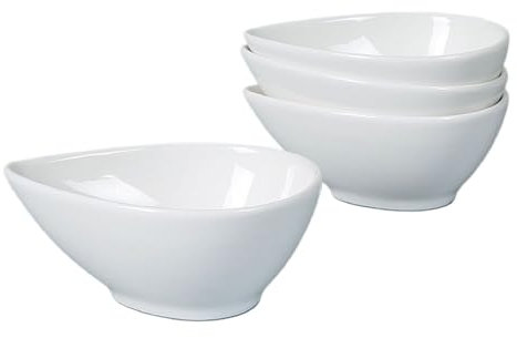Bafnsiji Juego de 4 Cuencos de cerámica, Cuenco de Salsa para mojar, Cuenco de Salsa pequeño, Cuencos de Postre de Porcelana Blanca, para guarnición, Sopa, Frutas, Frutos Secos