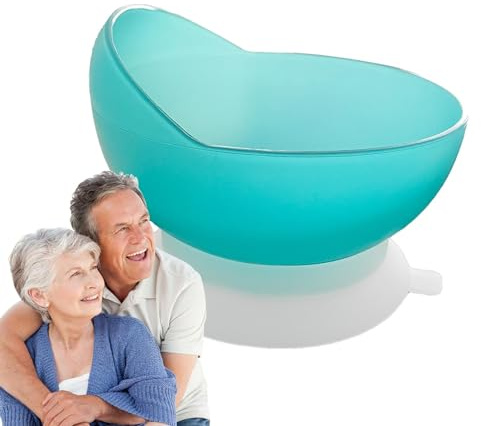 Cuencos para ancianos, antideslizante, apto para lavavajillas, para ancianos, diseño de alero, plato de cuchara con base de ventosa, vajilla adaptable auxiliar para personas con discapacidad,