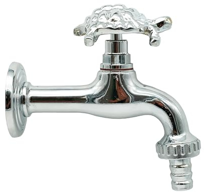 L'ARTISTICA F.LLI PERINCIOLI | Rubinetto con Maniglia Tartaruga Cromato, Rubinetto in Ottone per Fontane a Colonna o Muro, 155x137mm