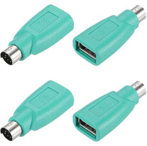 sourcing map 4 Pcs PS/2 to USB Port, PS/2 to USB Adapter PS/2 Male to USB Female Adapter for Wired Mouse Keyboard Desktop PC Laptop Notebook, Green