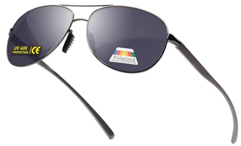 Epavouos Polariserade solglasögon ultralätt metallmaterial UV 400 pilotglasögon stil, silver