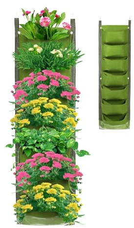 Living Wall Planter - Hanging Decorative Wall Planter, Urban Modern Wall Plant Holder | Waterproof Balcony Decoration Wall Pocket Planter with 6 Pockets, Multi-Pocket Outdoor Vertical Garden for Yard,