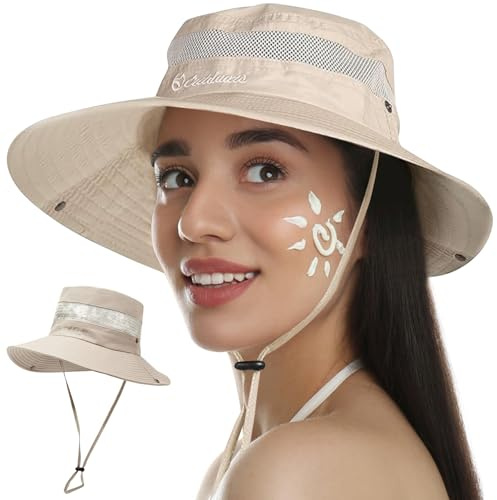 KFETFE Sonnenhut Damen, Fischerhut Herren, 55-60CM Faltbar Anglerhut Herren, Sommerhut Damen, UV Schutz Safari Hut, Buschhut, Wanderhut, Bucket Hat Herren